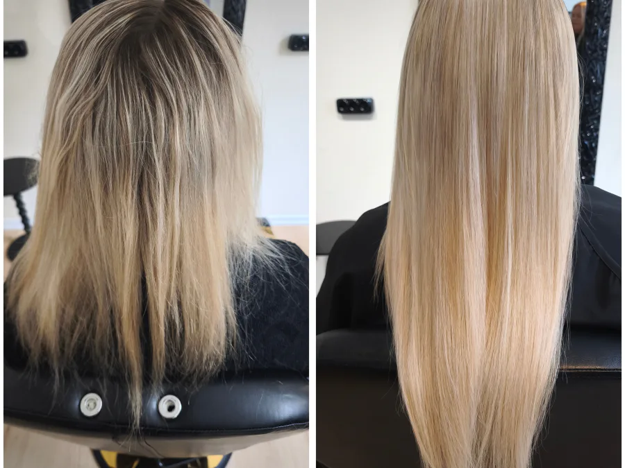 Haarverlängerung vorher und nachher – Ergebnis aus dem MIRA Glow Room Velbert