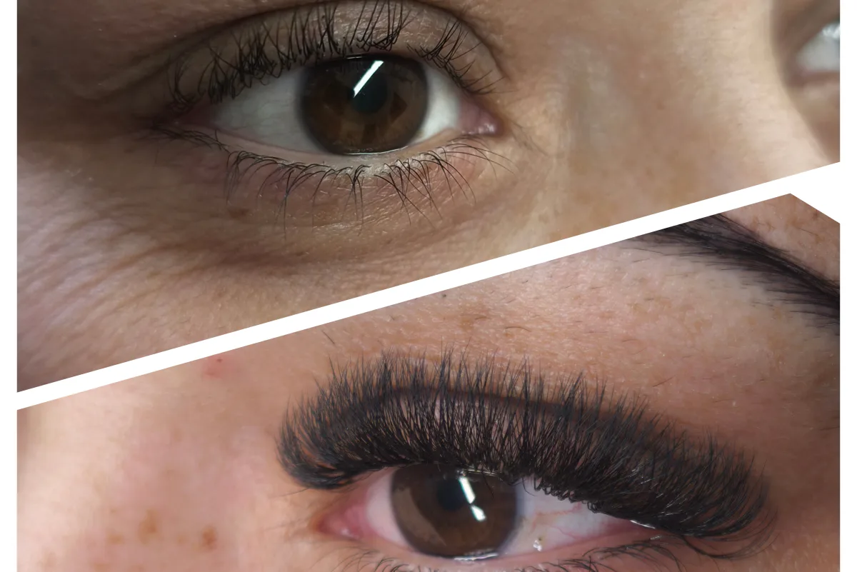 Wimpernverlängerung vorher und nachher – MIRA Glow Room Velbert